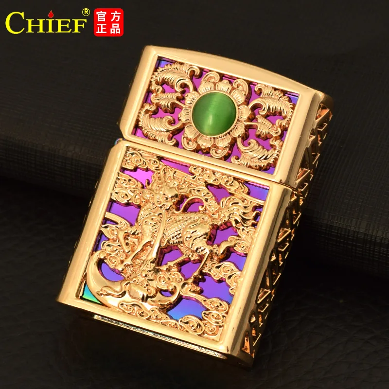 

Chinese brand leader kerosene with thick armor hollow kylin creative personality commercial lighter
