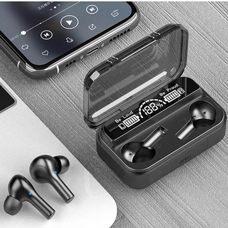 F9 наушники вкладыши TWS Bluetooth 5 0 Беспроводной светодиодный спортивные 9D Hi Fi стерео