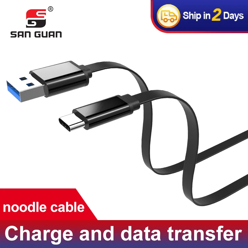 USB C плоский кабель портативный 3A быстрая зарядка 3. 0 Gen1 Type для быстрой зарядки и