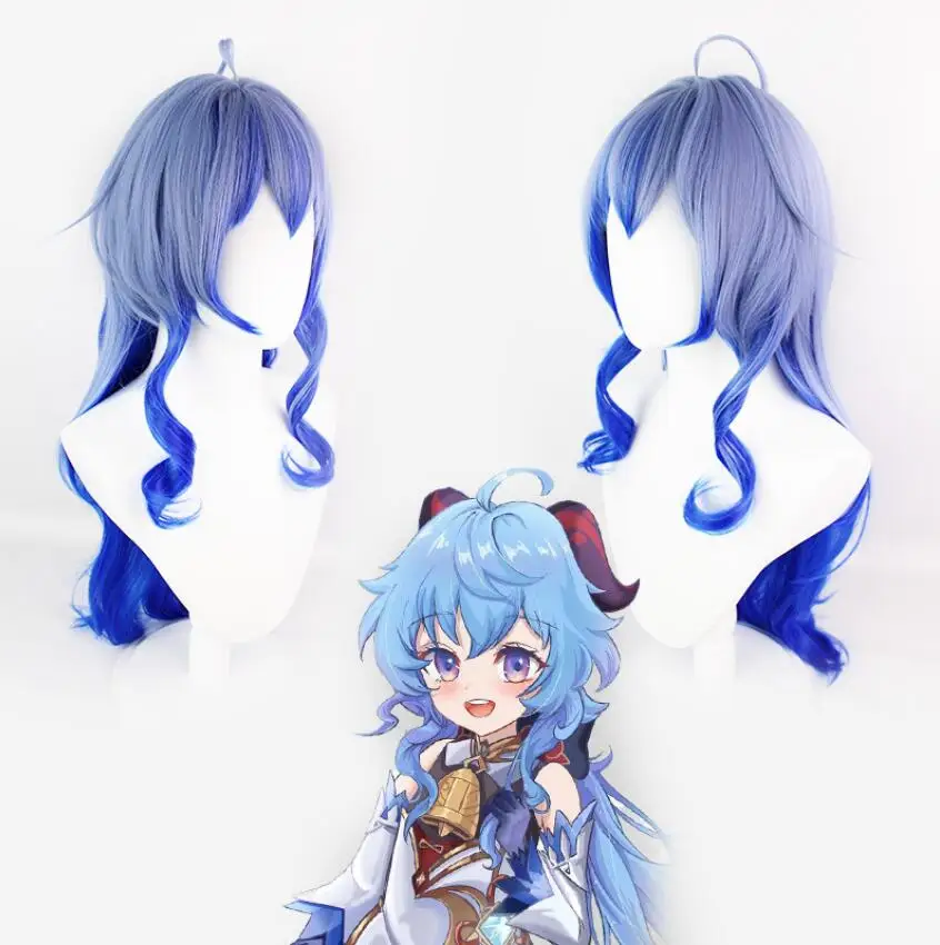 

Cosplay Anime 80CM GANYU Wig Genshin Impact Cosplay Gradient Purple Blue Long Straight Heat Resistant Hair Women Halloween