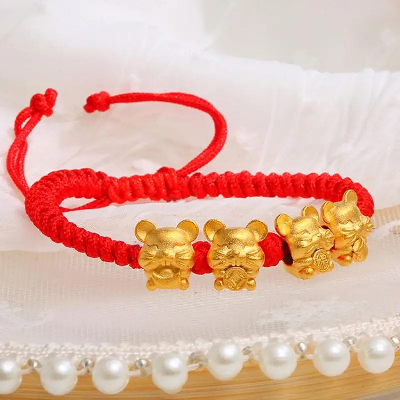 2020 Wufu крыса переводной бисер красный веревочный браслет китайский новый мини