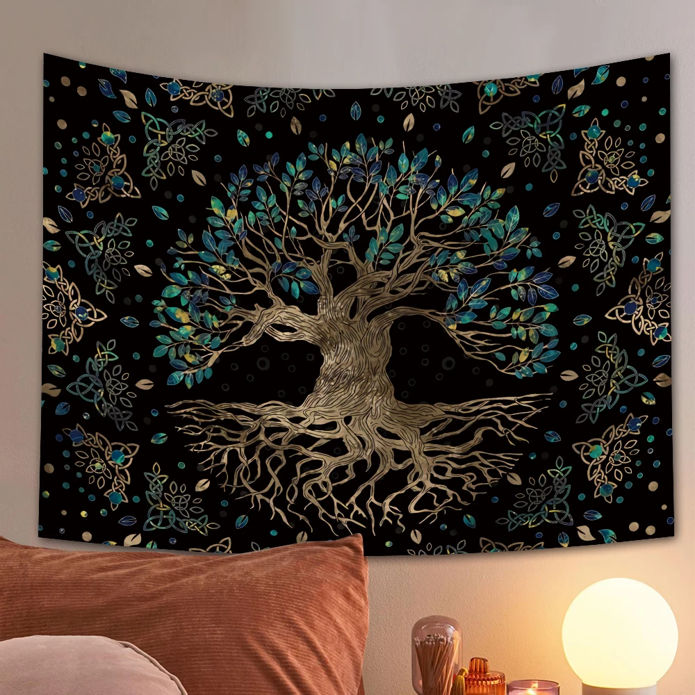 Гобелен с лесом натуральное дерево популярные эльфы настенная зеленая семейная