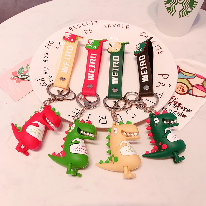 

Hello Keychain Women Little Dinosaur Pendant Key Chain Man Silicone Cartoon Black Cute Funny Bags Boy Gril Key Rings Llaveros