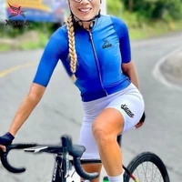 xama cycling women blue breathable short sleeve jerseys white 2od gel pad bib shorts road bike sets pro cycle unforme ciclismo
