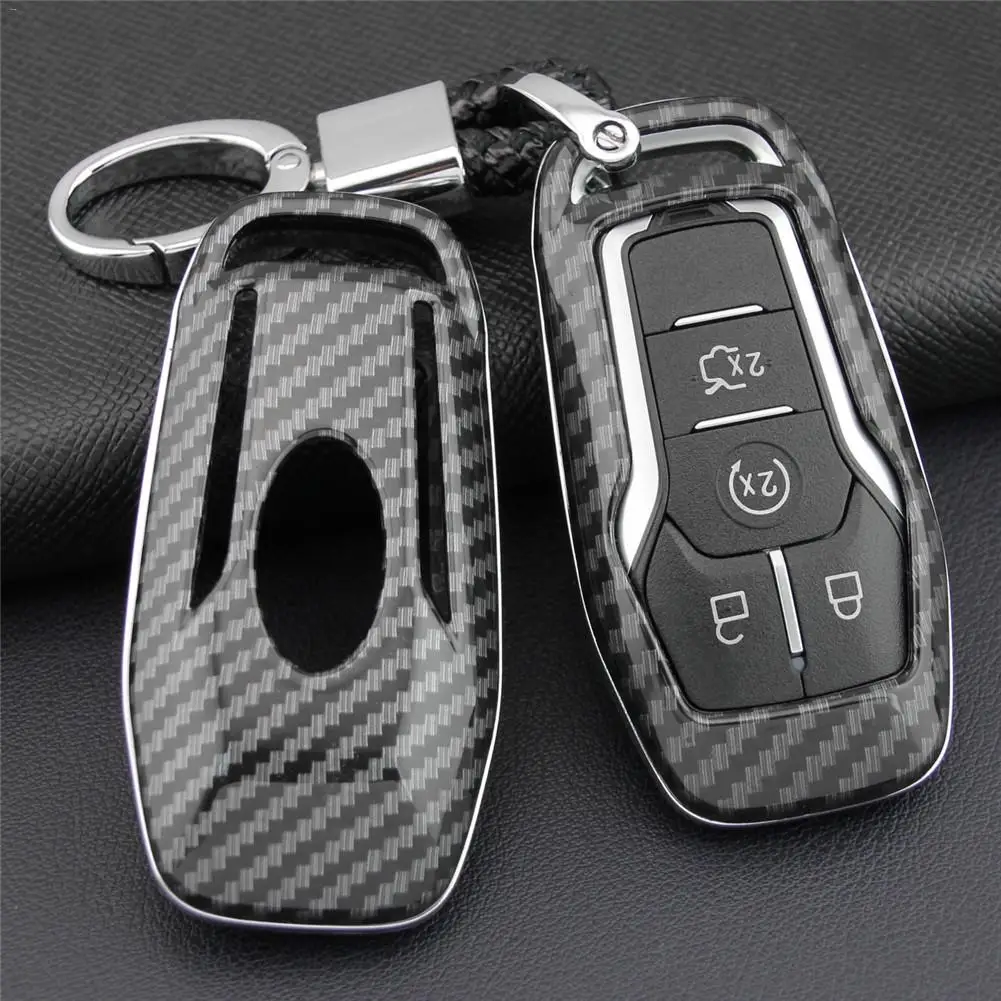

Carbon Fiber Car Styling Key Cover Protector Case ABS Hard Shell Cover Holder For Ford For Mondeo Mustang Edge Explorer F150