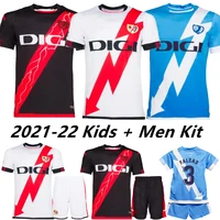 new men kids kit rayo vallecano 2021 22 high quality soccer jersey baby kit sets suit junior teenage customize falcao camisetas