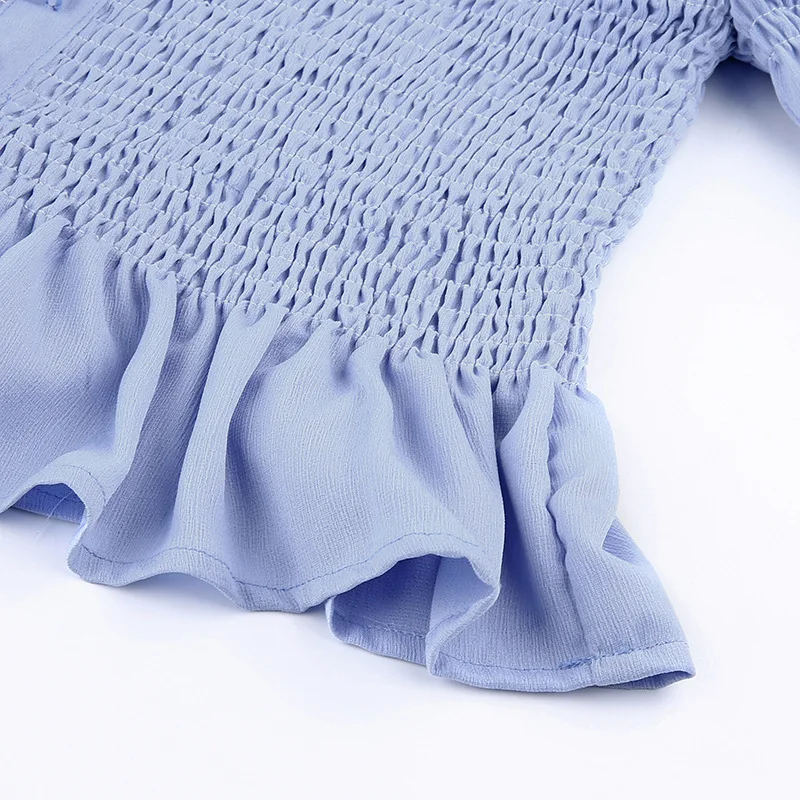 Пикантная женская шифоновая рубашка с открытыми плечами стрейчевая Клубная