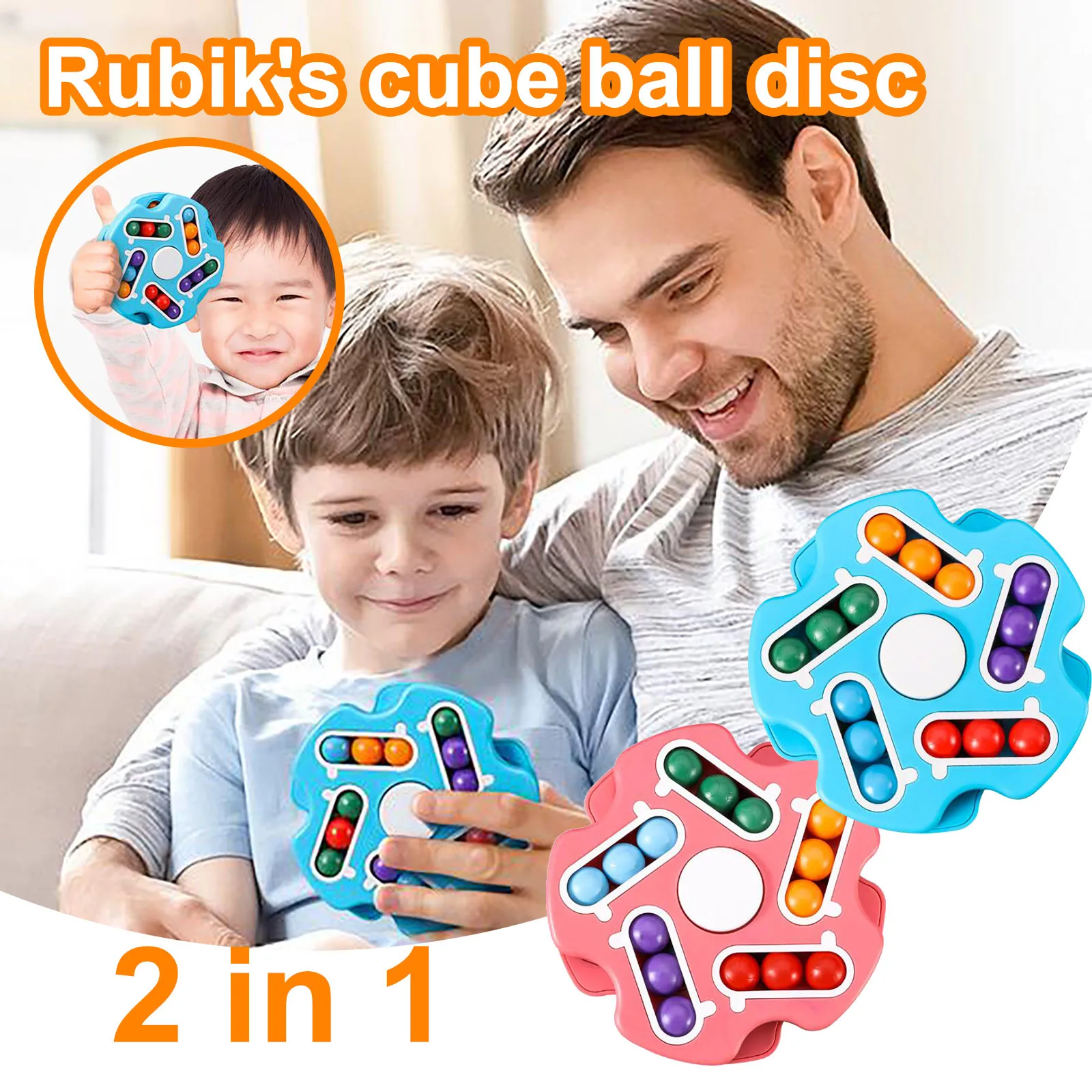 

Children Intellectual Finger Burger Little Magic Bean Cube Double-sided Rotating Stress Relief Cube Fingertip Magic Bean Toy