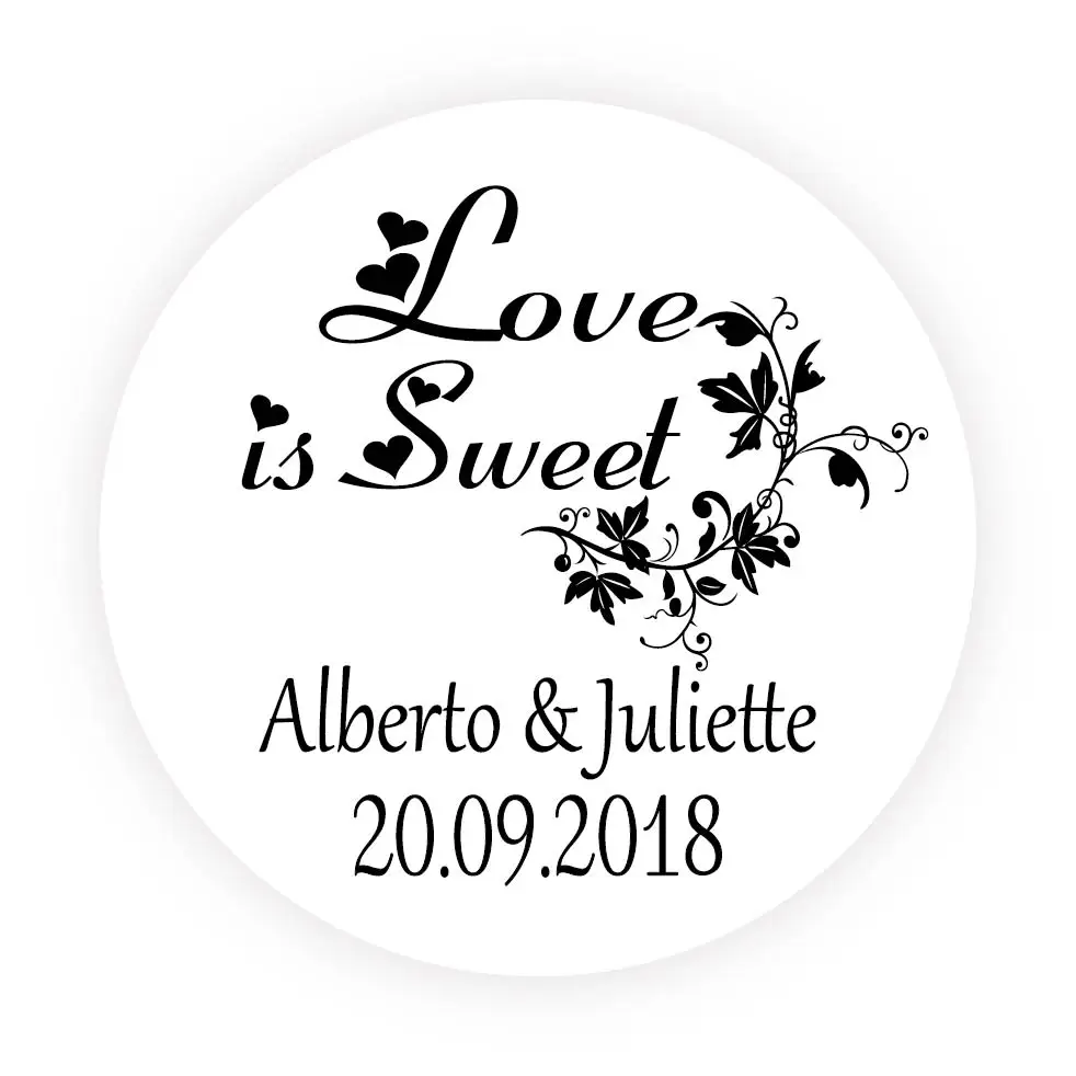 DouxArt 100 шт. 4 см Love is Sweet персонализированные наклейки уплотнения черного цвета с