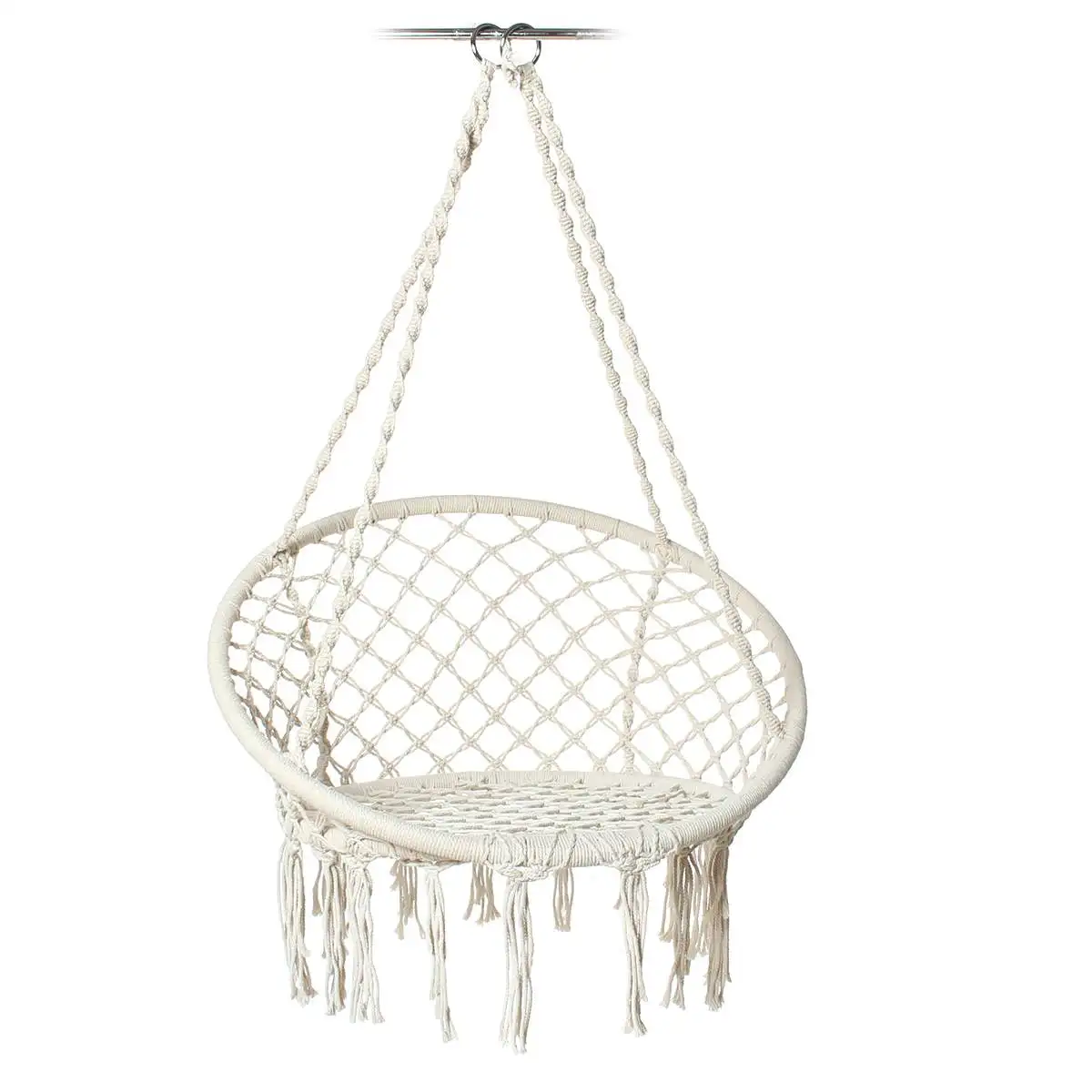 

Indoor/Outdoor Hammock Nordic Indoor Basket Tassel Swing Hanging Chair Handmade Knitted Patio Furniture Swings