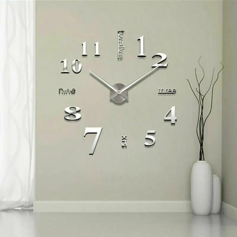 

3D Large Wall Clock Mirror Sticker Big Watch Sticker Home Decor Unique Gift DIY Wall Digital Clock