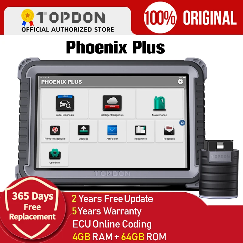 OBD2 Scanner TOPDON Phoenix Plus OBD Diagnostic Tool Professional Diagnostic Scanner Automotive Tools ECU Coding Free Shipping