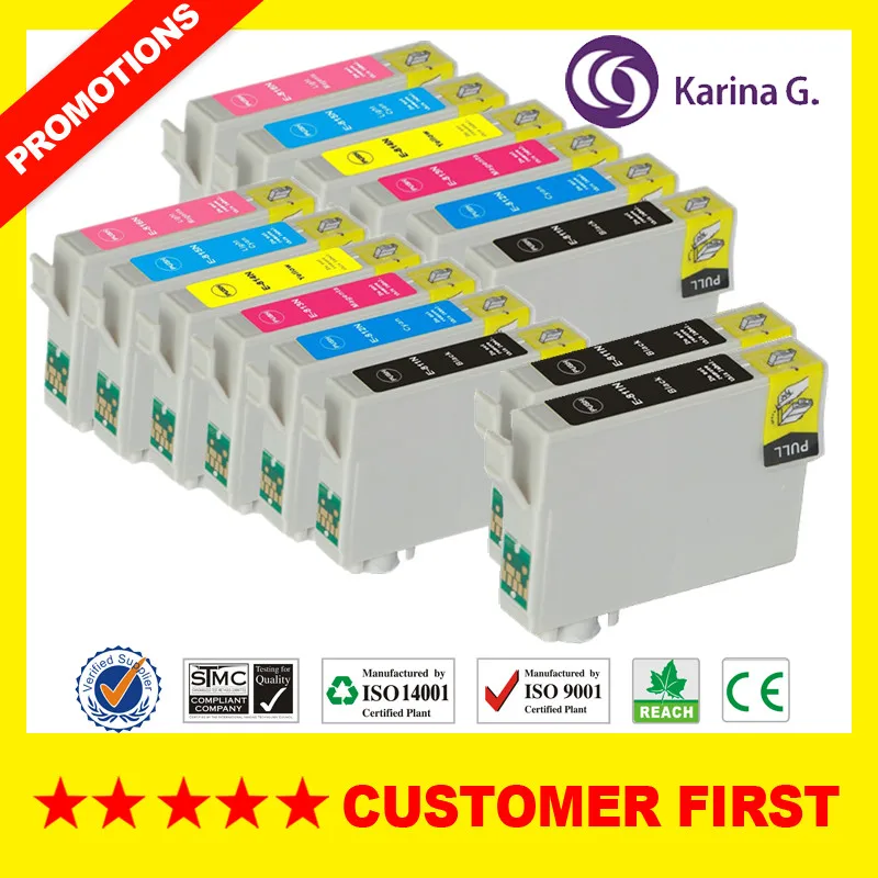 Совместим с чернильными картриджами T0811N T0811 подходит для Epson T50 R290 R295 R390 RX590 RX610 RX615