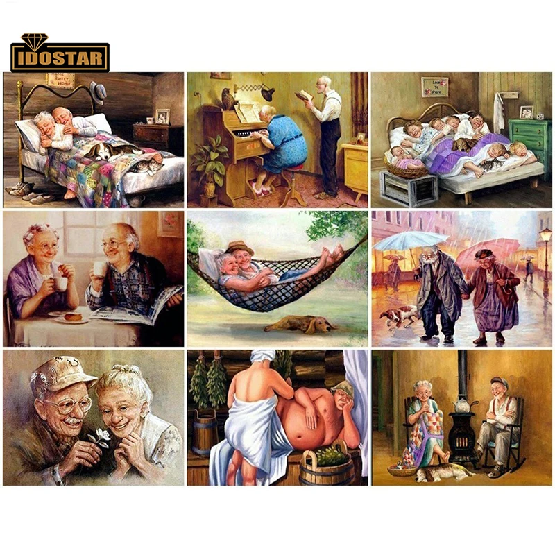 5D DIY Алмазная картина старая пара полная круглая Стразы для портрета вышивка