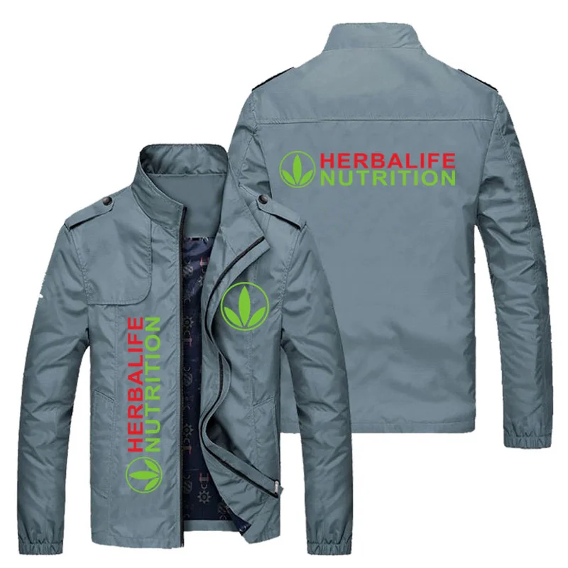 

New Men Jacket HERBALIFE Logo Print Zipper Cardigan Jackets Fashion Slim Casual Baseball Uniform Biker Jacket Coat Tops M-5XL