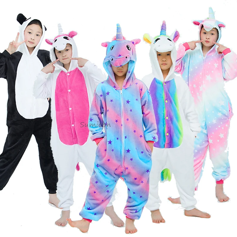 

Kigurumi Children Flannel Pajamas Kids Winter Sleepwear Boys Onesies Girls Pajamas Sets Unicorn Tiger Panda Animal Pyjama
