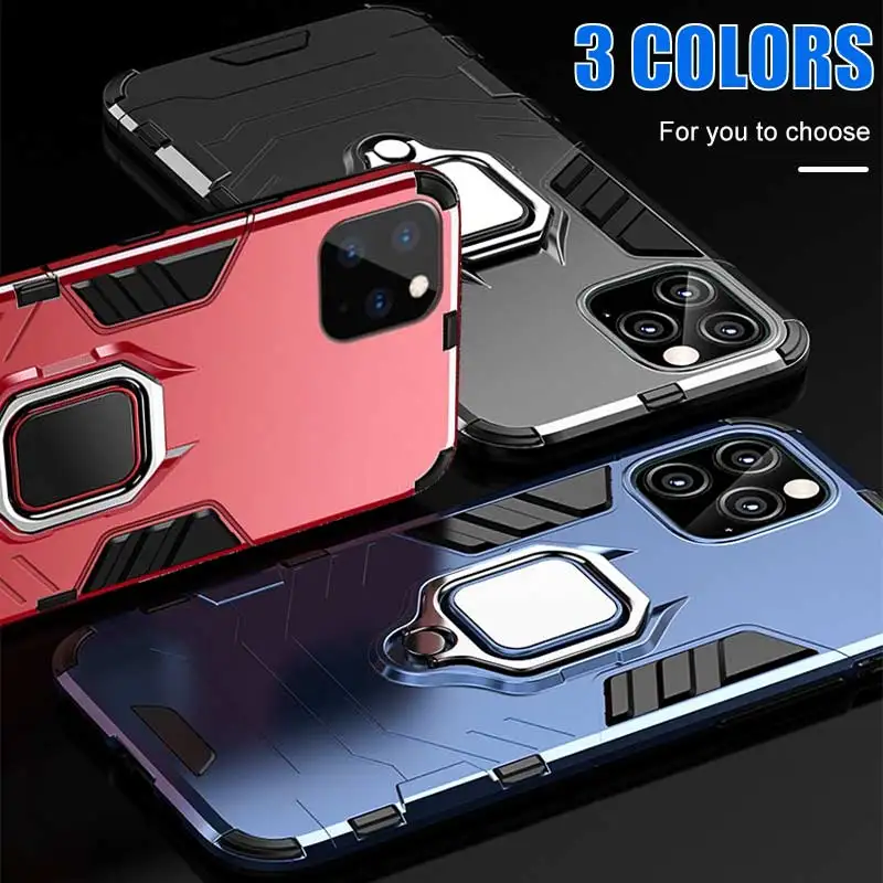

Armor Bumper Shockproof Case For IPhone 12 mini X XR XS 11 Pro Max Magnetic Ring Cover For IPhone 7 6 8 Plus X Silicone Cases