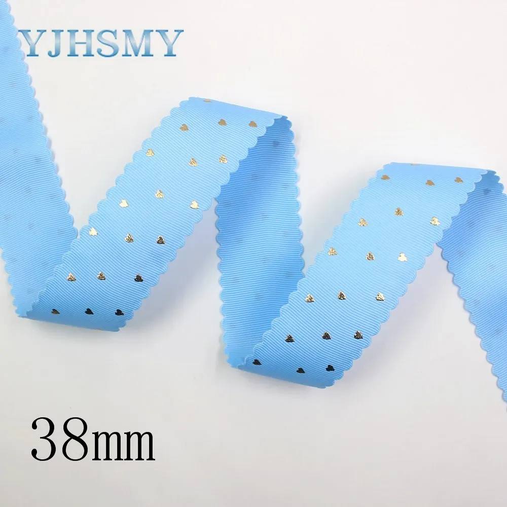 

YJHSMY I-19812-1909,38mm 10yards Bronzing love printed grosgrain ribbon packaging design, DIY accessories handmade materials