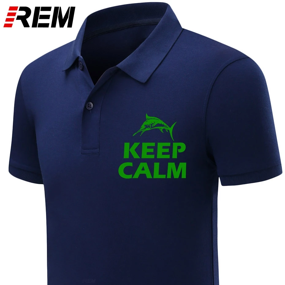 mens polos shirt New Fishinger Shirt Men Summer Keep Calm And Go Fish shirts Cotton Short Sleeve Funny Gift polo-shirts | Мужская одежда