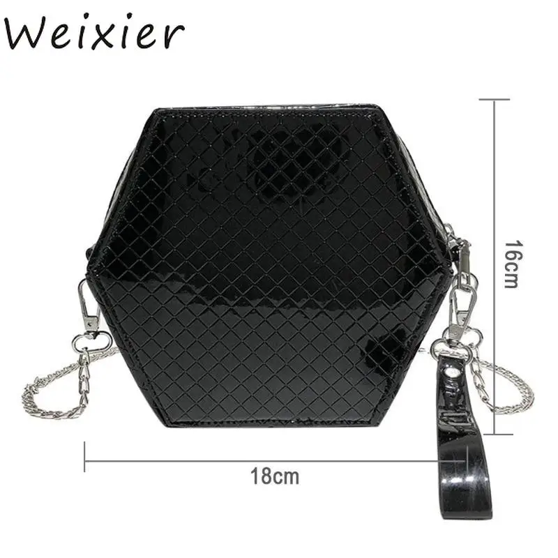 WEIXIER сумка женская Шестигранная форма сумки-мессенджеры Лазерная цепь на плечо