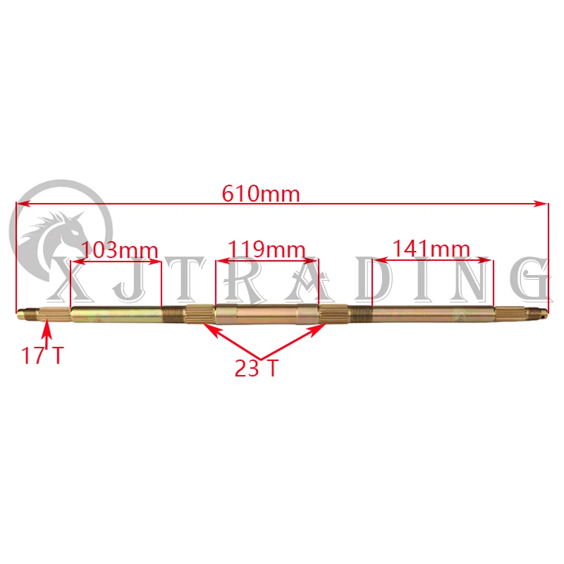 

610mm Rear Axle Fit For DIY 49cc 50cc 110cc 125cc Electric Mini Kids Go Buggy ATV Electric Vehicle Kart Quad Bike Scooter Parts