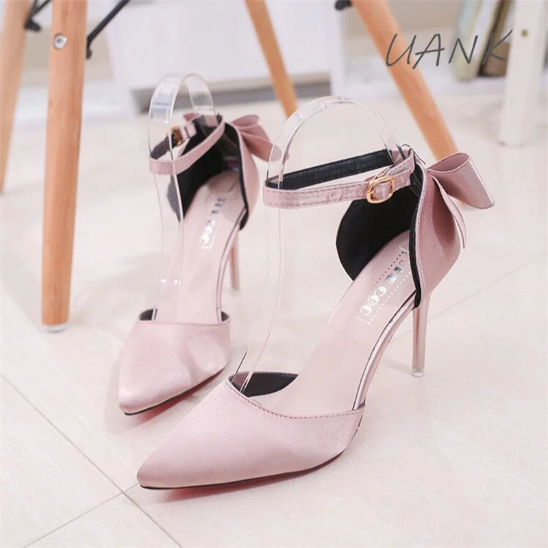 

Four Seasons New Ladies High Heel Sandals Female Bow Knot Baotou Fashion Stiletto Pointed Toe Korean Sandals