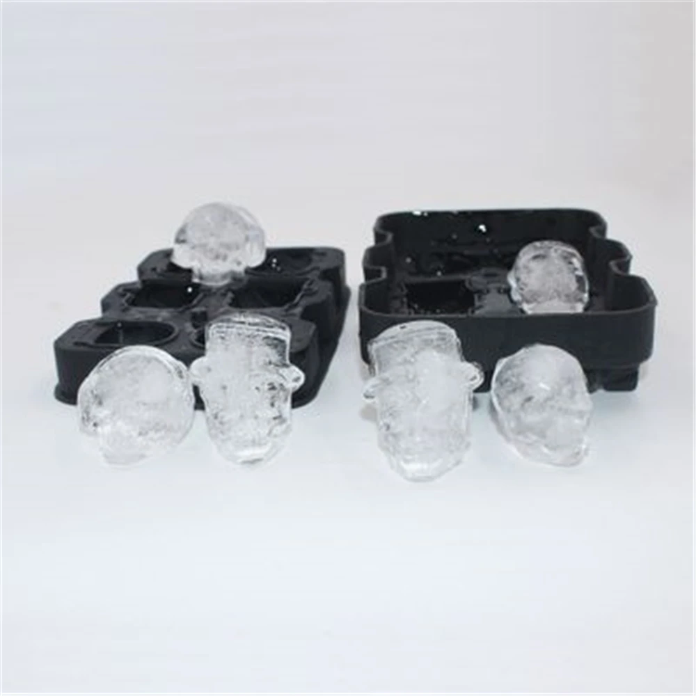 Skull Ice Mold Tray Silicone Cube Maker Whiskey Beer Cocktails Skeleton Head Cream Molds Bar |