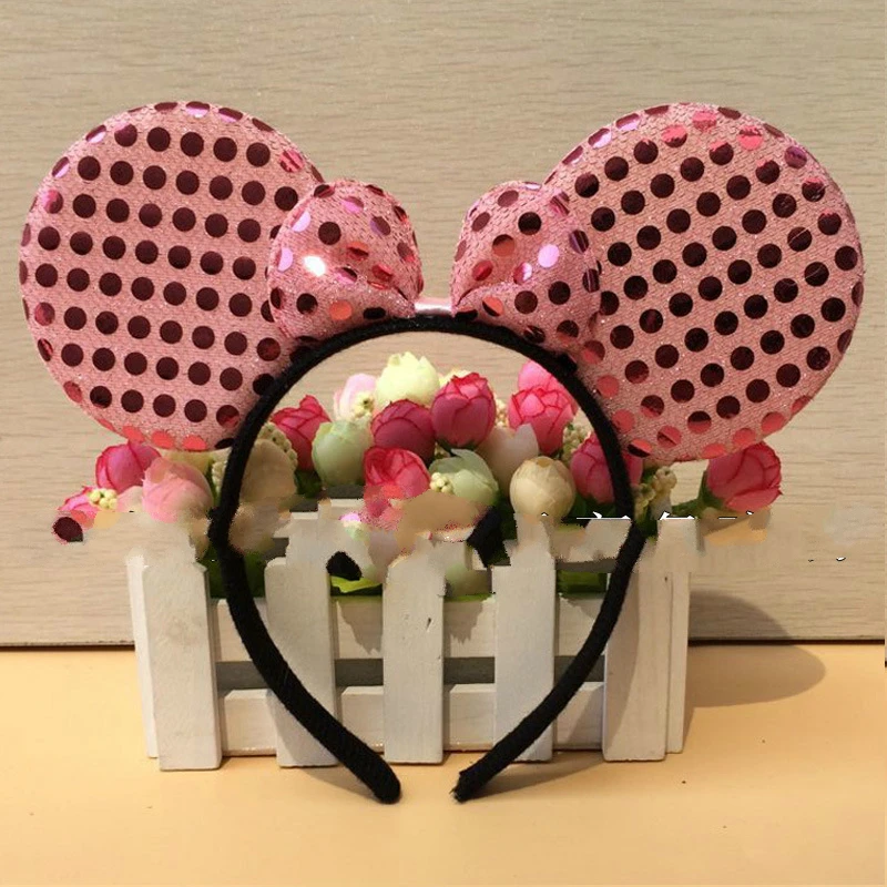 Симпатичные Минни Микки Маус девушки Блестящий Повязка Красный Розовый Уха