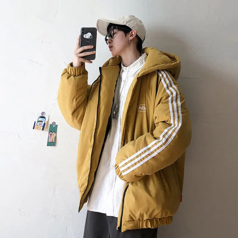 Liketkit зимние куртки и пальто для мужчин женщин 2019 в полоску сбоку простой дизайн