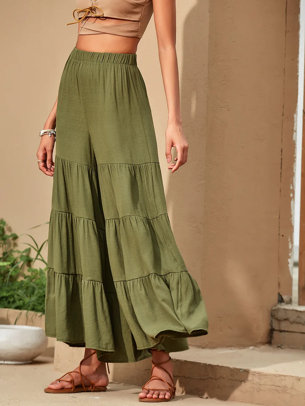 Брюки женские хлопковые с широкими штанинами модные повседневные Свободные