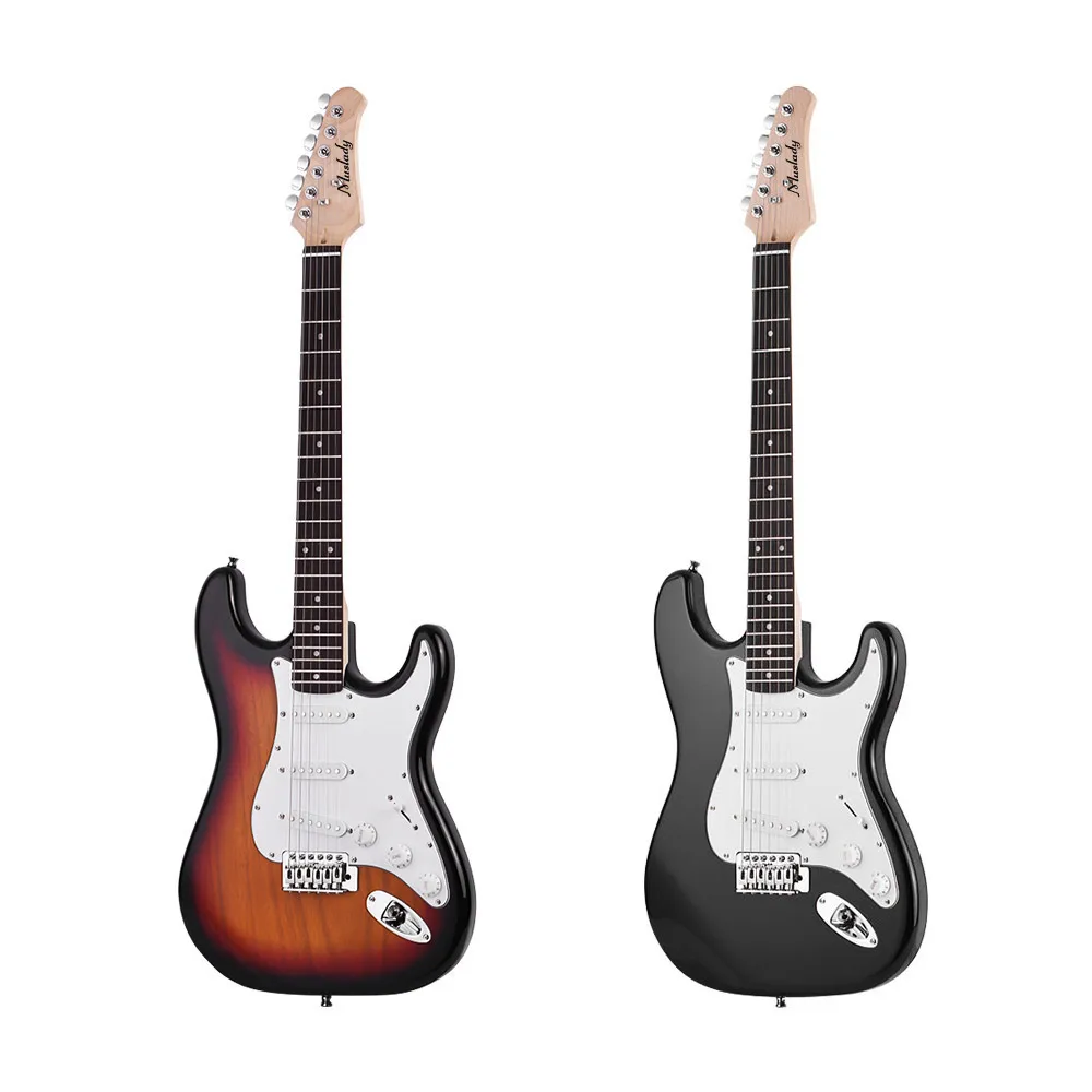 muslady elektrische gitarre 21 fret 6 string paulownia körper ahorn hals mit lautsprecher pitch rohr gitarre tasche strap rechte free global ship