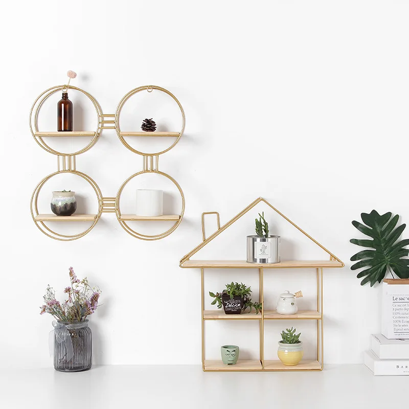 Дом металлические деревянные стеллажи для хранения подвесной Декор ящик