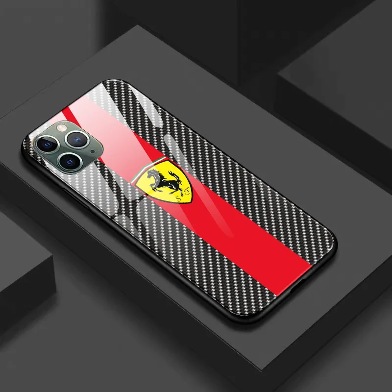 

Luxury Super ferraris Car Run Phone Cases Tempered Glass For iPhone 11 Pro Max Mini 12 Pro XR XS MAX 8 X 7 6S 6 Plus SE 2020