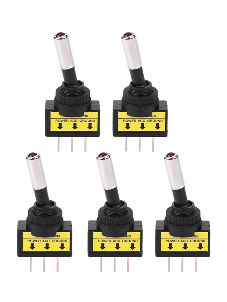 

5PCS 12V 20A Car RV Yacht Modification Switch Button Toggle Switch With Light Toggle Switch For Car/RV/ Yacht 2021