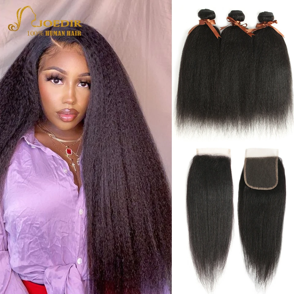 

Joedir яки прямые пряди с закрытием бразильские вплетаемые волосы пряди с закрытием прямые человеческие волосы пряди с закрытием