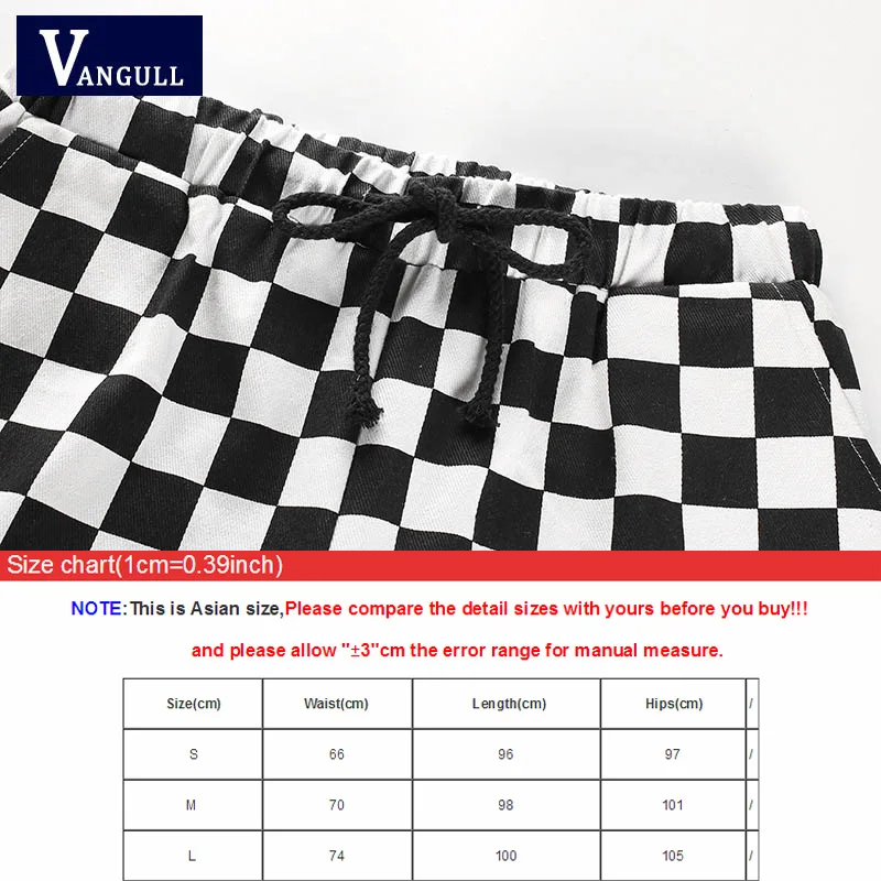Vangull черные белые клетчатые брюки женские 2021 новые весенние модные с высокой