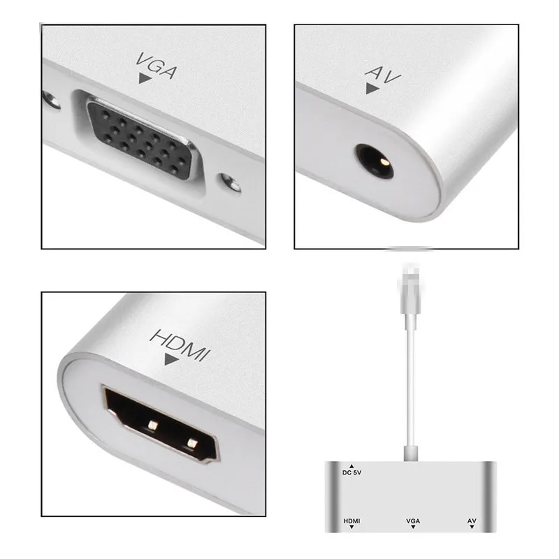 2021 HDTV OTG кабель для iPhone к HDMI совместимый VGA AV Аудио Видео адаптер X/XS/8P/8/7P iPad