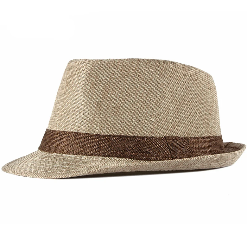 

HT3702 Fedora Hat Spring Summer Cap Hat Men Women Fedora Short Brim Trilby Straw Hat Male Female Breathable Panama Hat Beach Cap