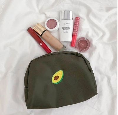 Green Cosmetic Bag Чехол-карандаш SIXONE Ins Avocado Puppy Floret в простом стиле, Большая вместительная сумка для хранения, Корейская сумка для ручек с вышивкой, косметичка - Цвет: Green Cosmetic Bag