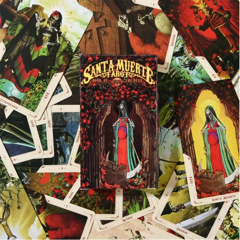 

Full English 78pcs Cards Santa Muerte Tarot Deck Book of the Dead Family Party Board Game Entertainment
