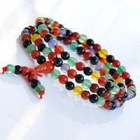 6mm 108 colorful agate stone bead necklacebracelet bead buddhism fengshui women wrist lucky bless accessories cheaply cuff