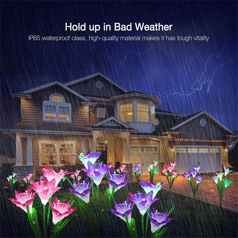 

RGB Lily Flower Solar Led Light Outdoor Garden Decoration Waterproof Solar Light Solar Power Yard Lawn Led Lights Street Light