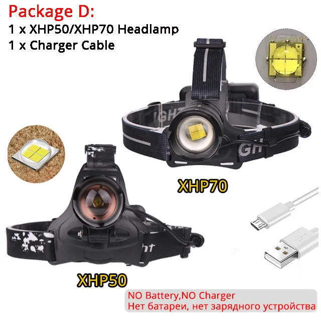 50000LM XHP70 70,2 50 Светодиодные фары очень яркий фонарь 3 режима лампы 18650 usb зарядная головная лампа Охота велосипедные фары - Испускаемый цвет: Single Headlamp