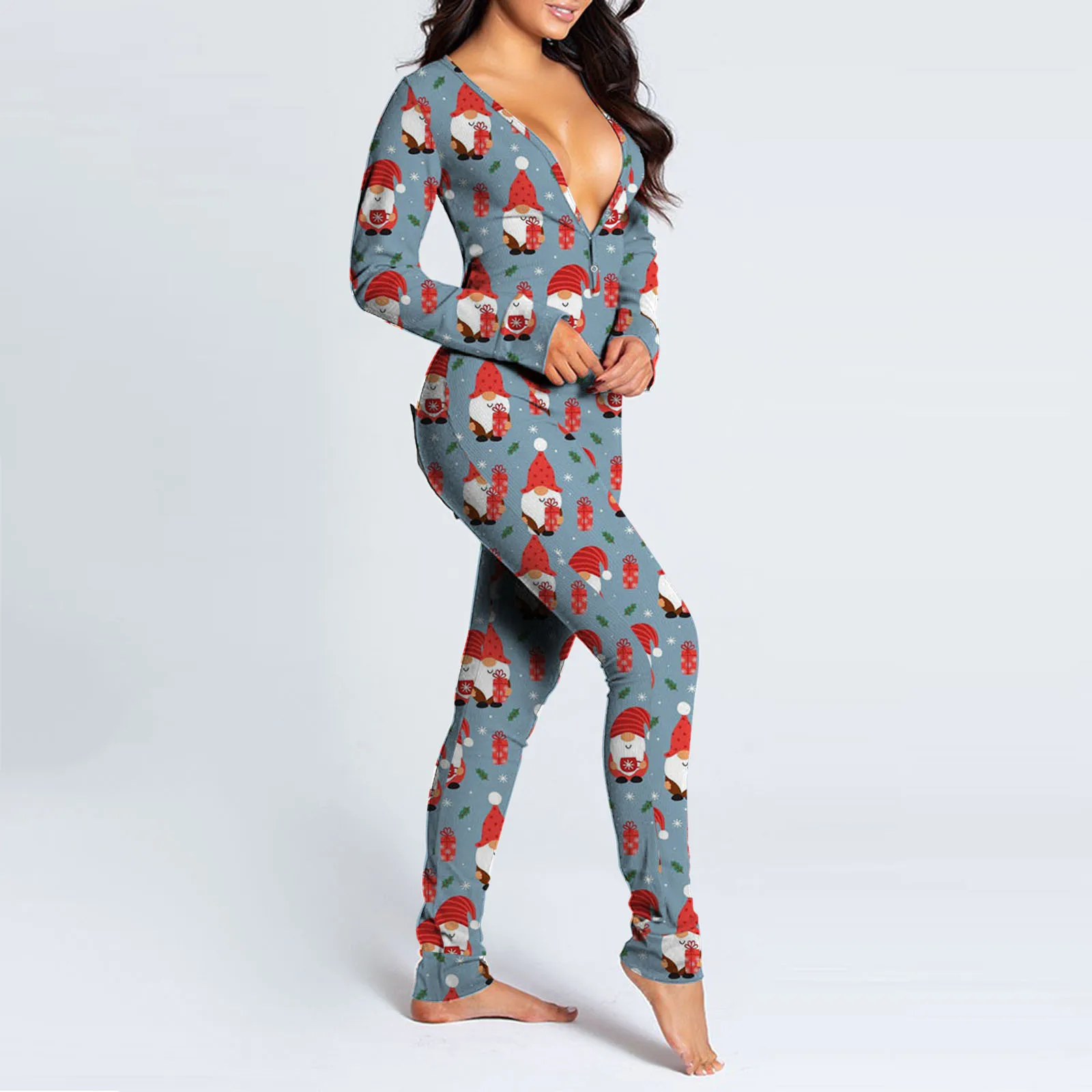 Сексуальный женский комбидресс с принтом цельнокроеный пуговицы для взрослых