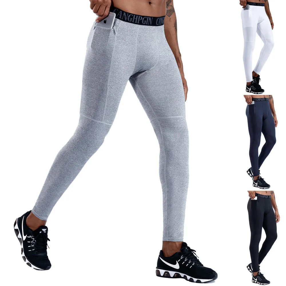 Men's Fitness Trousers with Pockets PRO Running Training Sports Stretch Wicking Quick-dry Tight Complet Jogging Homme | Спорт и