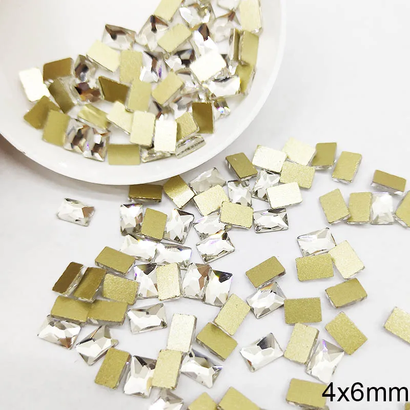 1000 шт. 4x6 мм прямоугольные Угловые стразы для дизайна ногтей Стразы камни