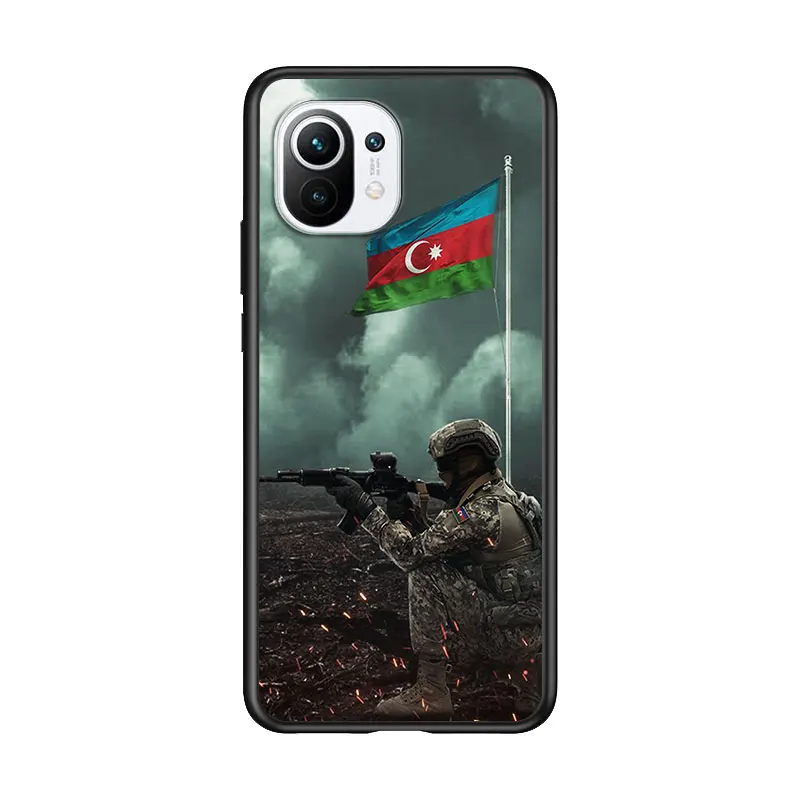 

Azerbaijan flag for Xiaomi Mi 11 10T Note 10 Ultra 5G 9 9T SE 8 A3 A2 A1 6X Pro Play F1 Lite 5G Black Phone Case