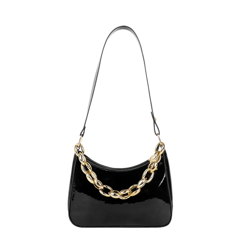 

Shoulder bag 2021 women's trendy white leather small shoulder bag fashion luxury designer handbag women's thick chain bag
