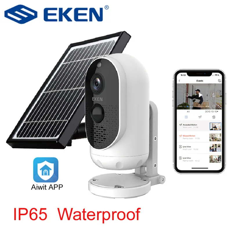 Беспроводная IP-камера видеонаблюдения EKEN 1080p с солнечной панелью и аккумулятором