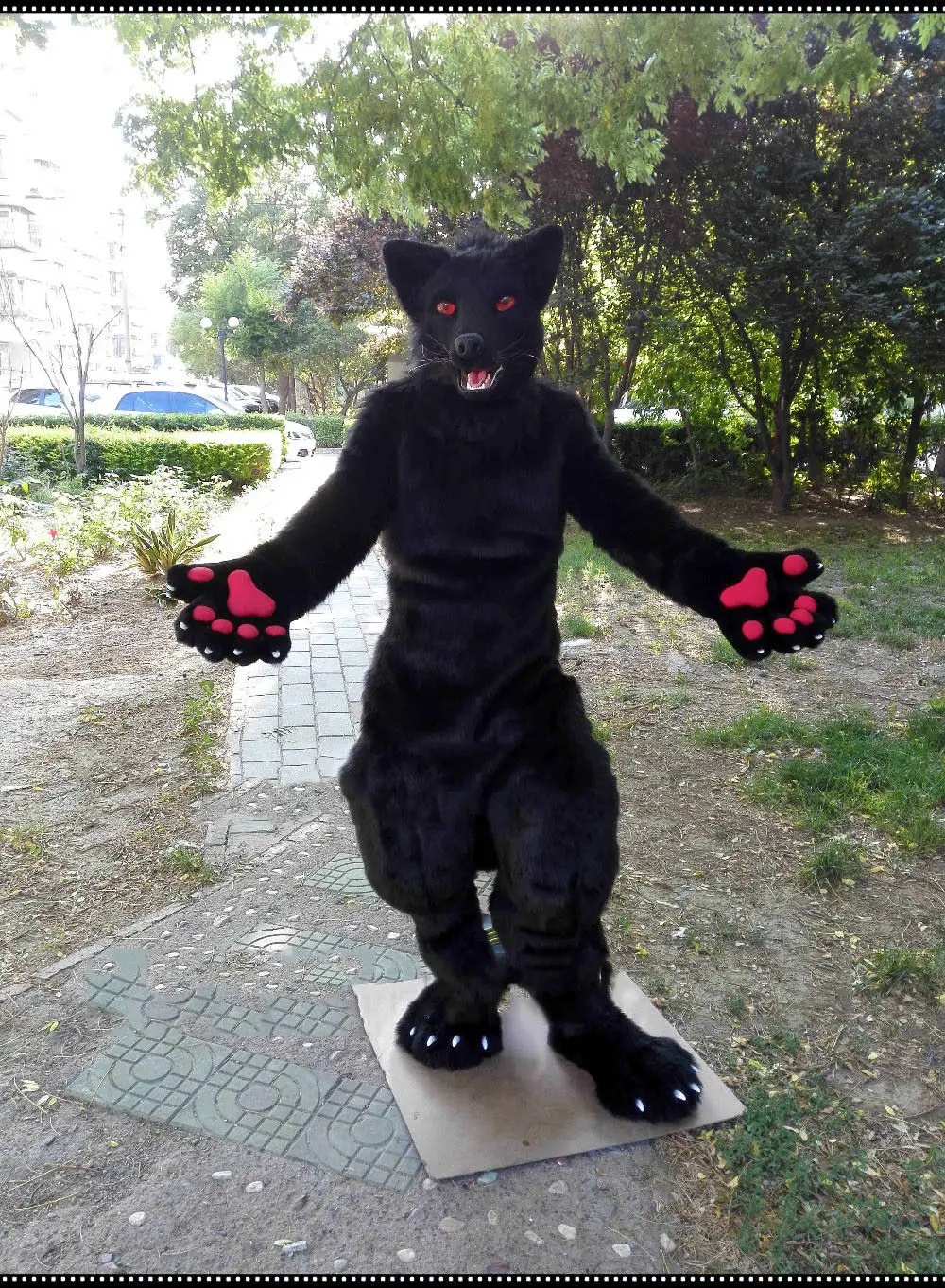 Высокое качество Черный волк Фурсьют талисмана собака хаски лиса представление